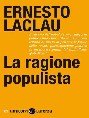 cover image of La ragione populista
